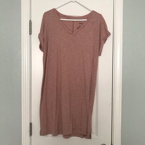 Sonoma Pink & white striped T-shirt dress Size XL